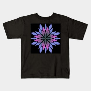 Lilac  and pink  floral symmetrical pattern with black background Kids T-Shirt